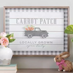 Large Spring Wall Plaque Decor - Carrot Patch Garden Wood Sign / Easter Decor